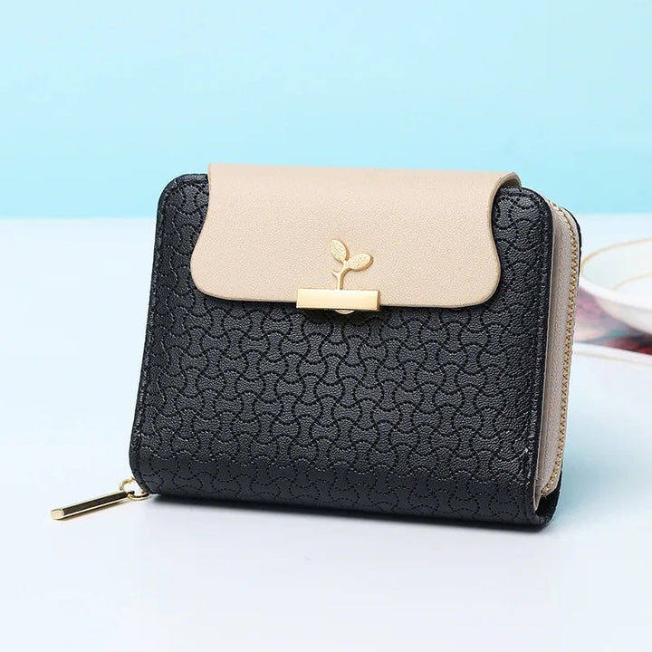 Stilvolle Damen Geldbörse mit einzigartigem Blatt Design, perfekt als Clutch.