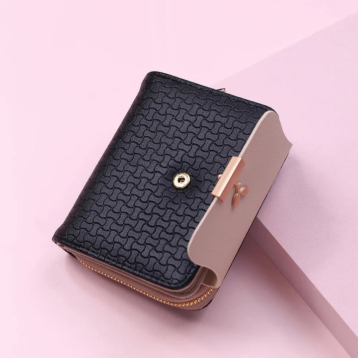 Trendige Damen Mini-Clutch Geldbörse mit Blattmuster, ein stilvolles Accessoire.