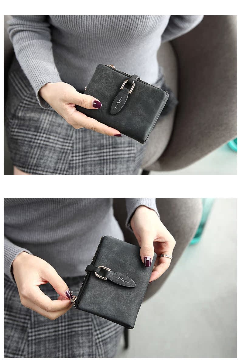 Drei matte Damen Geldbörsen: Schwarz, Blau, Rosa. Elegante Vintage Clutches mit Druckknopfverschluss.