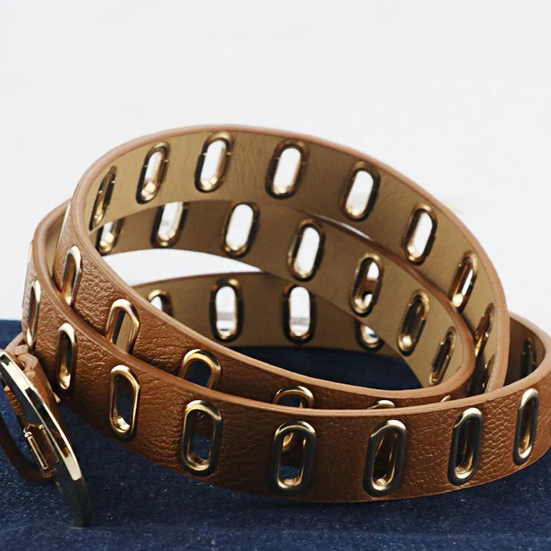 Hochwertiger Unisex Gürtel, verstellbar, mit goldener Schnalle, vielseitiges Mode-Accessoire.