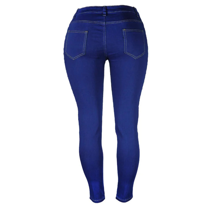 Perfekte Stretch Röhrenjeans, Damen Übergröße, mit High Waist Bund für Komfort und stilvollen Look.