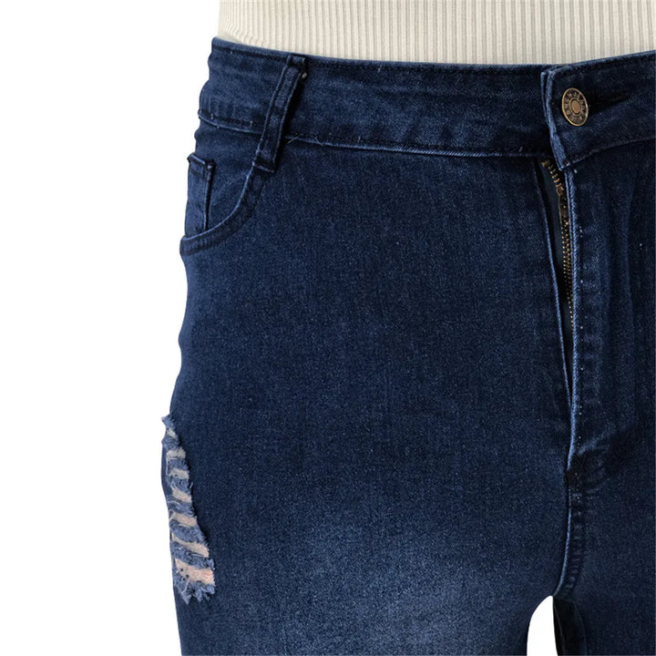 Rückansicht: Damen Schlagjeans in Übergröße, Stretch, schmeichelhafte Passform.