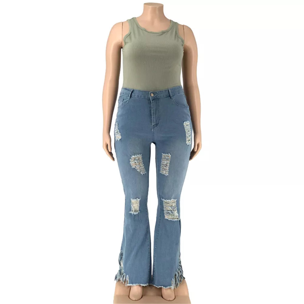 Modische Damen Schlagjeans in Übergröße, Stretch, passt sich jeder Figur an.