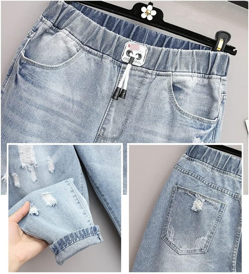 Herbstliche Damen Plus-Size Jeans, zerrissen und High-Waist. Stylische Hosen für Streetwear und Freizeit Curvy Mode.