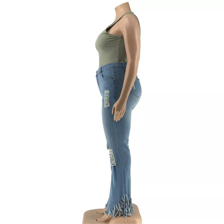Damen Stretch-Jeans mit Schlag, Übergröße, strapazierfähig & pflegeleicht.