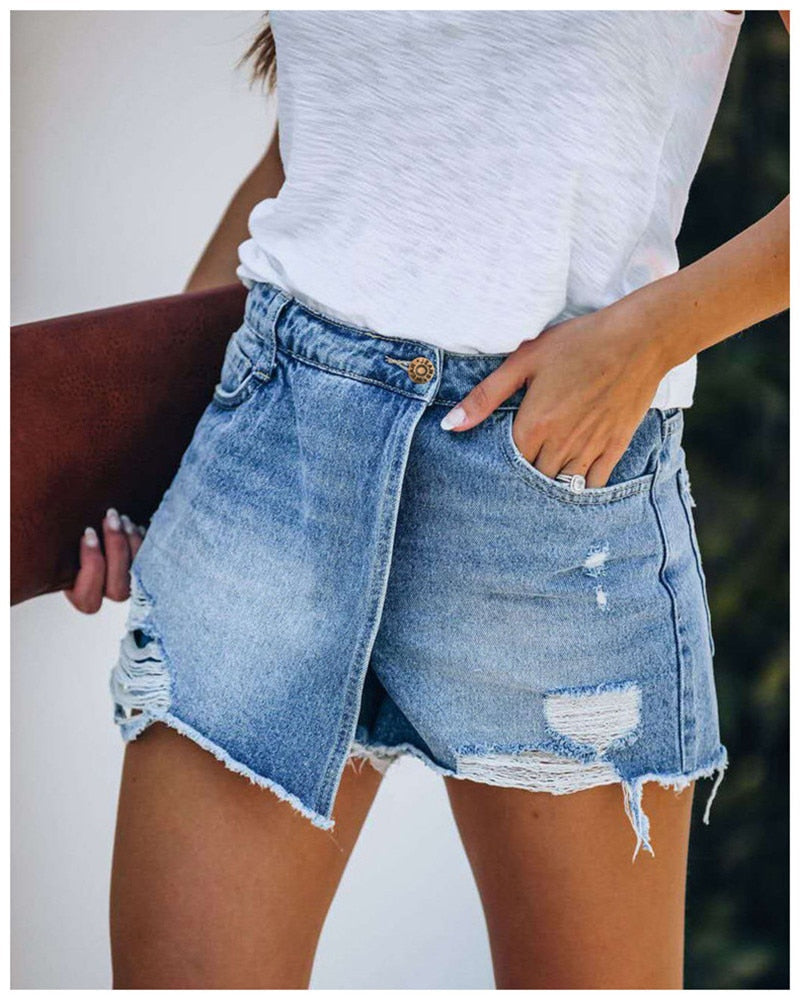 Damen Sommer Denim Skort, Hosenrock für Komfort & Stil. Perfekt für Freizeit & warme Sommertage.
