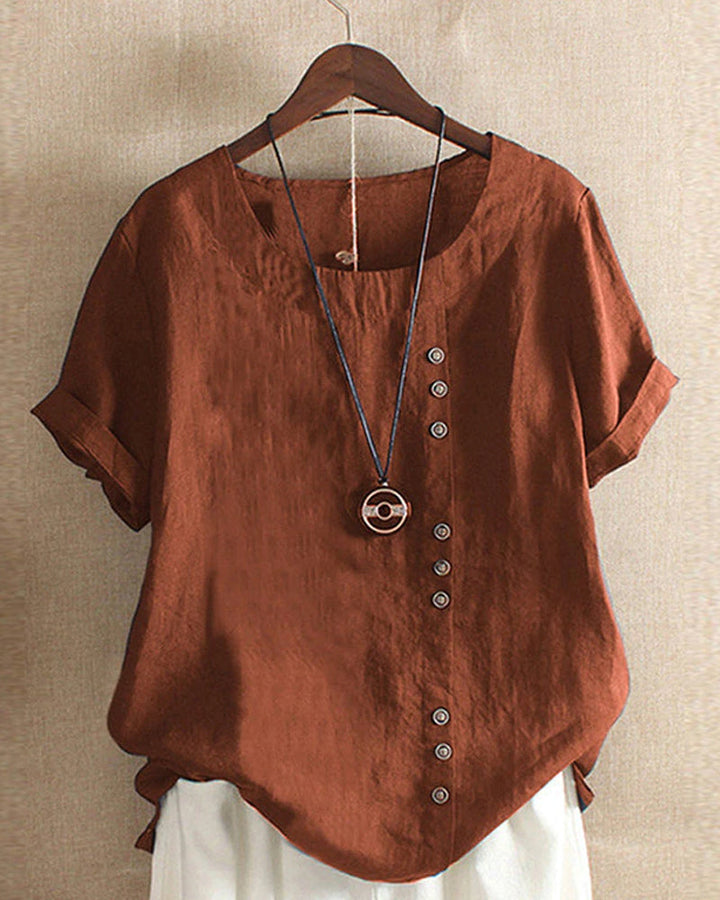 Schlichtes Damen Sommer T-Shirt mit klassischem Rundhalsausschnitt und Kurzarm. Perfekt für warme Tage.
