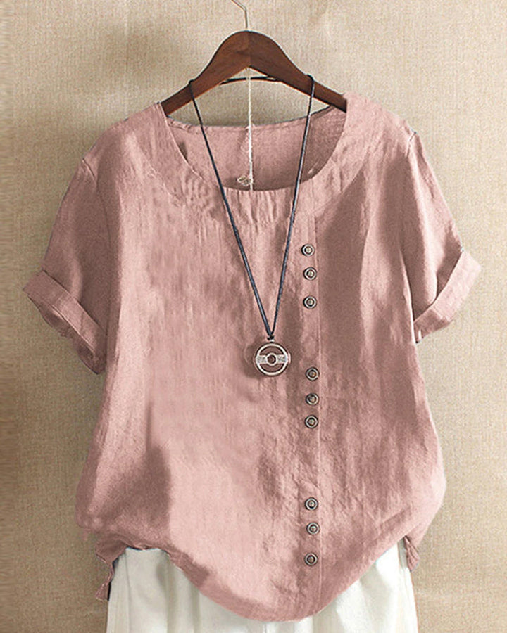 Damen Kurzarm T-Shirt unifarben mit Rundhalsausschnitt für Sommer, Freizeit & Alltag. Schlicht & bequem.