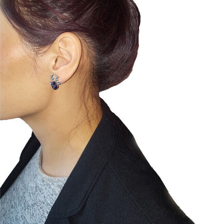 Edle Rentier-Ohrstecker mit Glitzerkristallen für Damen. Ein winterliches Accessoire, ideal als Weihnachtsgeschenk.