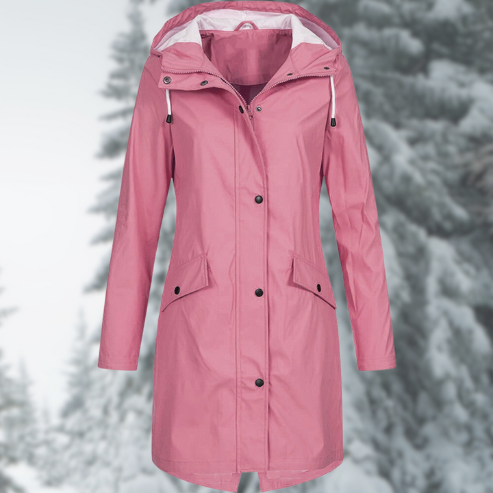 Langer Damen Regenmantel, wasserdicht, für Frühling, Herbst & kühle Abende. Ideale Outdoor-Damenjacke.