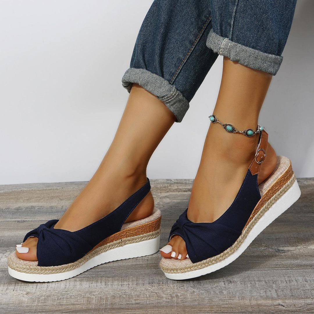Damen Keilsandalen in Blau, modische Sommerschuhe mit angenehmem Tragekomfort.