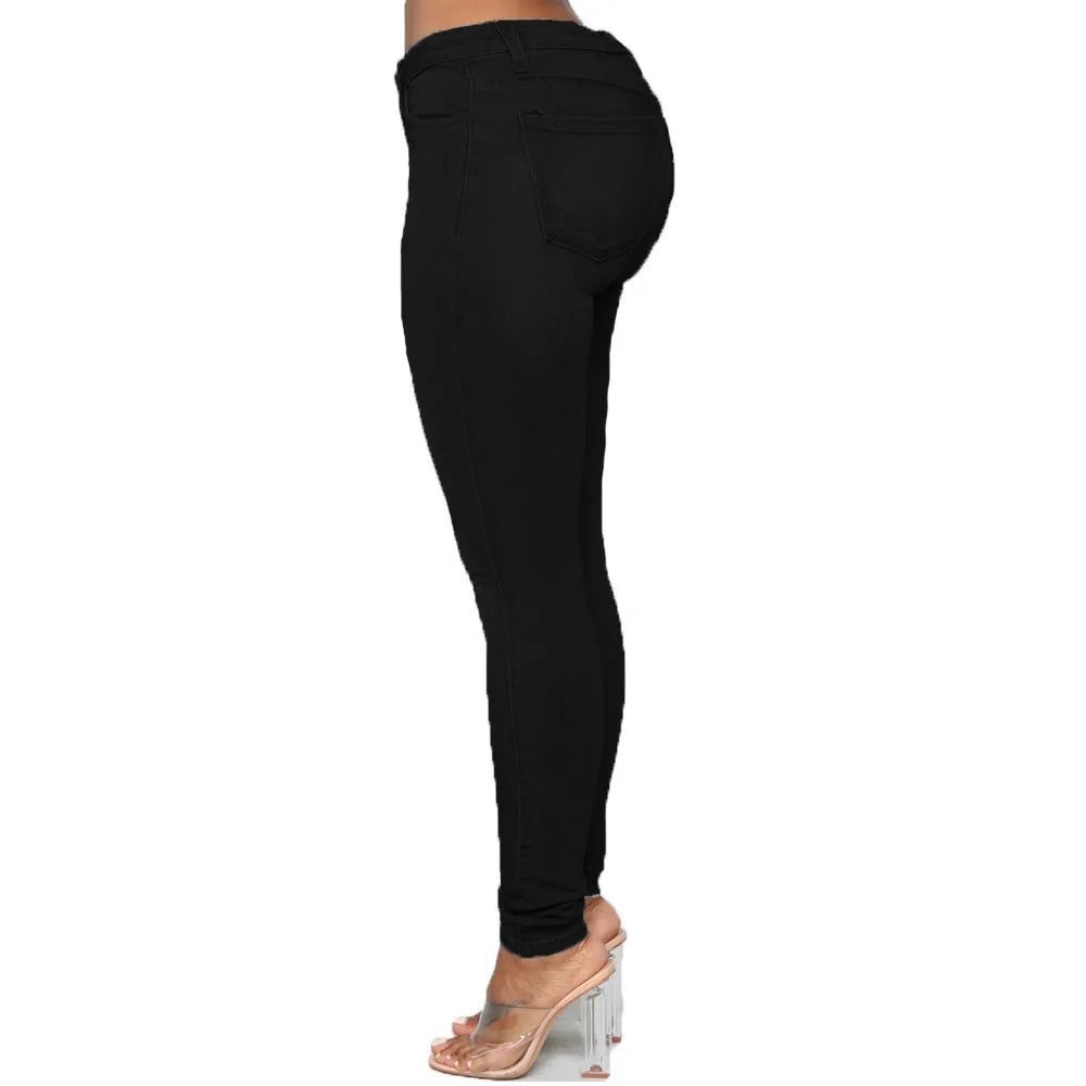 Damen Röhrenjeans mit hohem Bund, Übergröße, Stretch-Denim für eine figurbetonte und bequeme Passform.