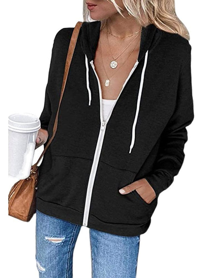 Damen Kapuzenjacke Mila, mit Reißverschluss, bequemer Stil für Freizeit und Sport.