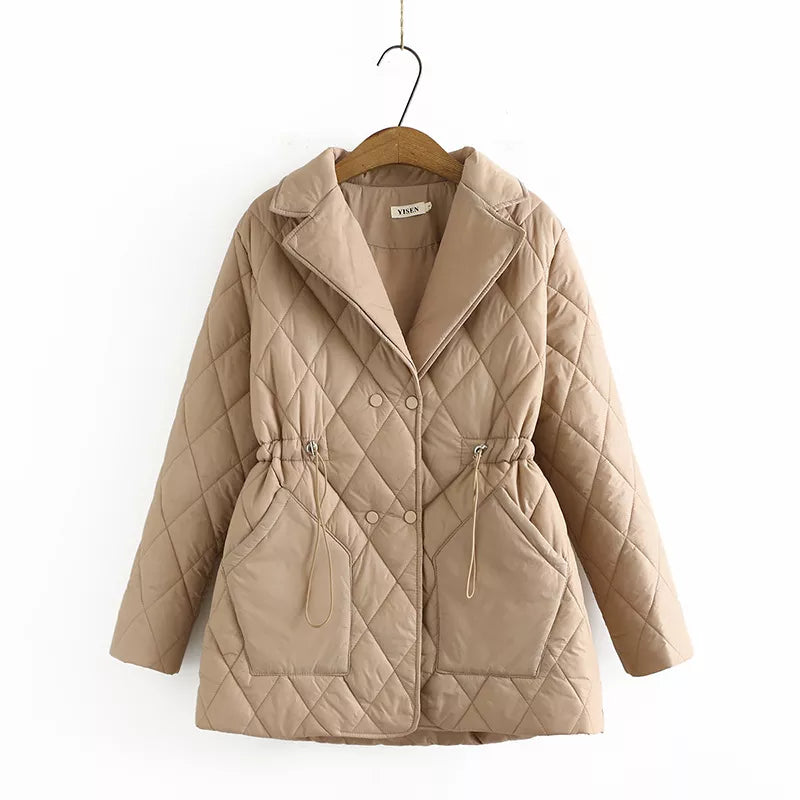 Damen wattierte Jacke in großen Größen, elegant gemustert für Herbst/Winter. Warm, modisch, Übergröße.