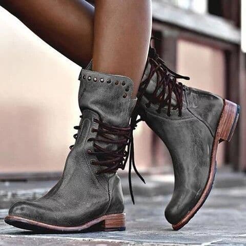 Elegante Damen Stiefeletten im Vintage-Stil, halbhoh, vielseitige Ganzjahresstiefel für Frauen.