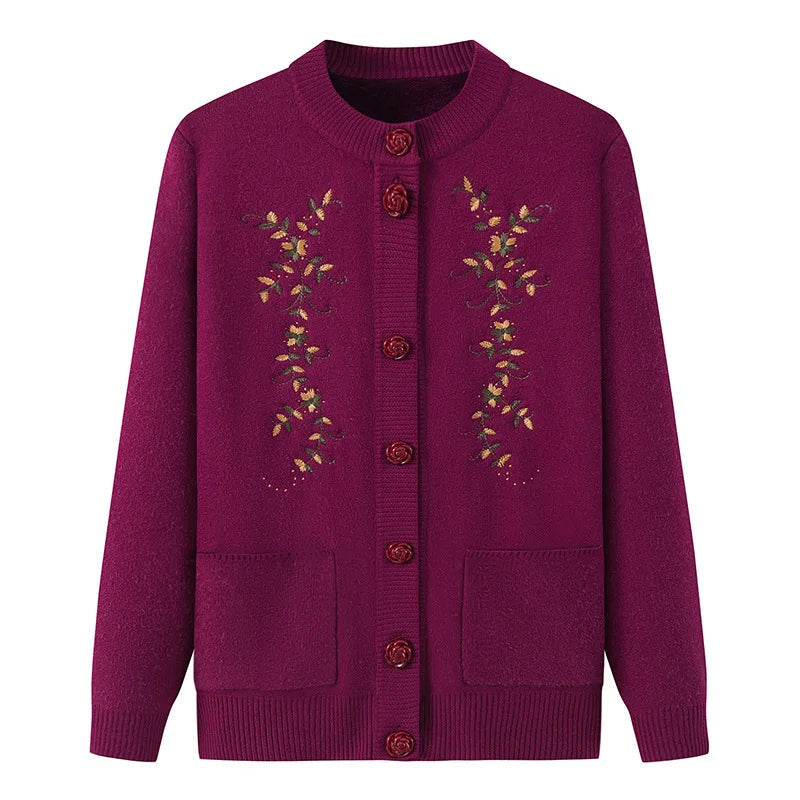 Damen Winter Cardigan Übergröße, Strick mit auffälligem Vintage-Design, gemütlich.