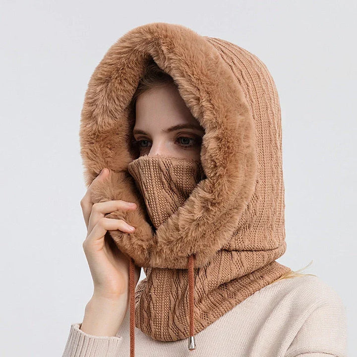 Damen 3-in-1 Winterschal: Praktische Mütze, Schal & Maske. Stilvolles, warmes Geschenk für Frauen.