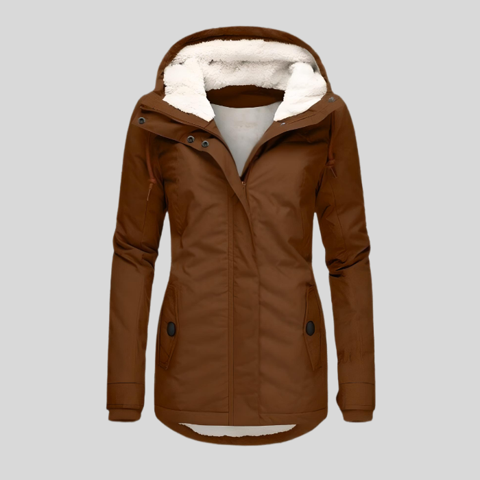 Marineblauer Damen Winterparka mit Pelzkapuze, stylisch und extra warm. Hochwertige Oberbekleidung für kalte Jahreszeiten.