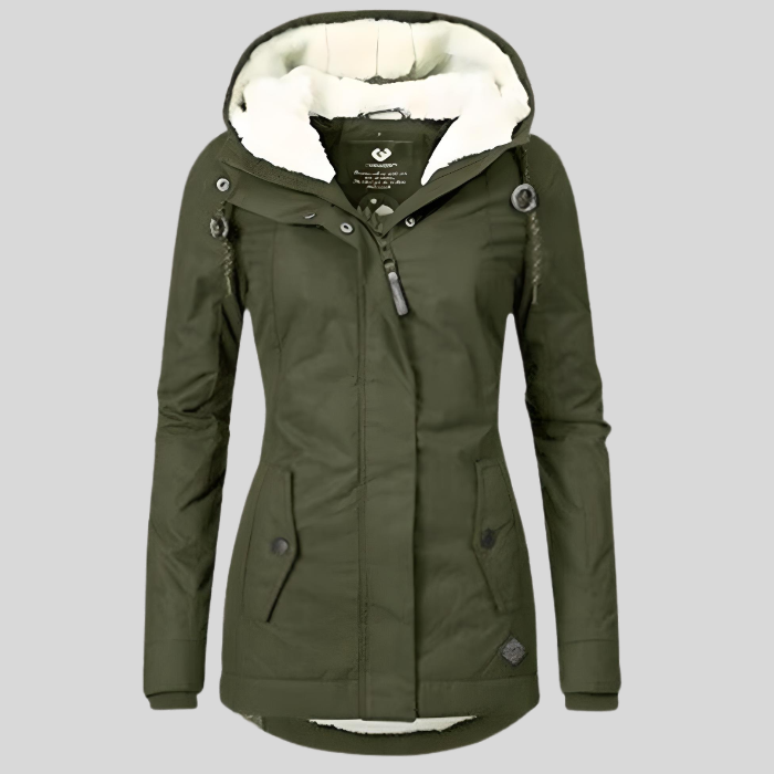 Brauner Damen Winterparka mit Kapuze, robuste und warme Jacke für den Winter. Ultimativer Kälteschutz für Damenbekleidung.