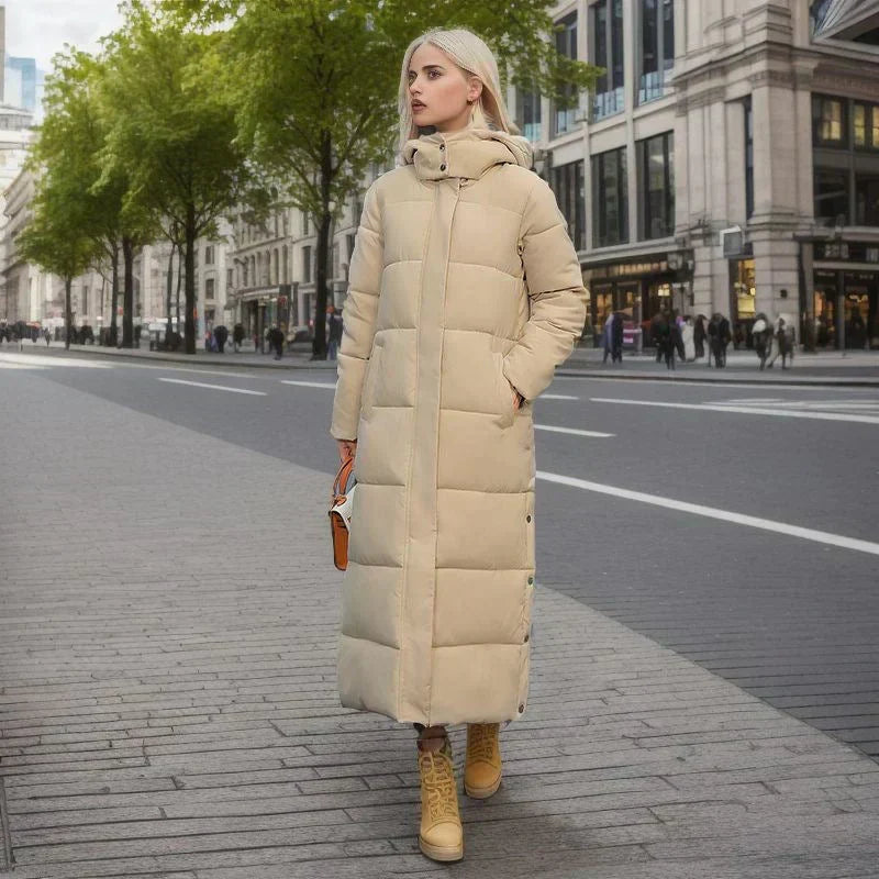 Modische Damen Steppjacke, langer Wintermantel für Frauen, ideal für Outdoor.