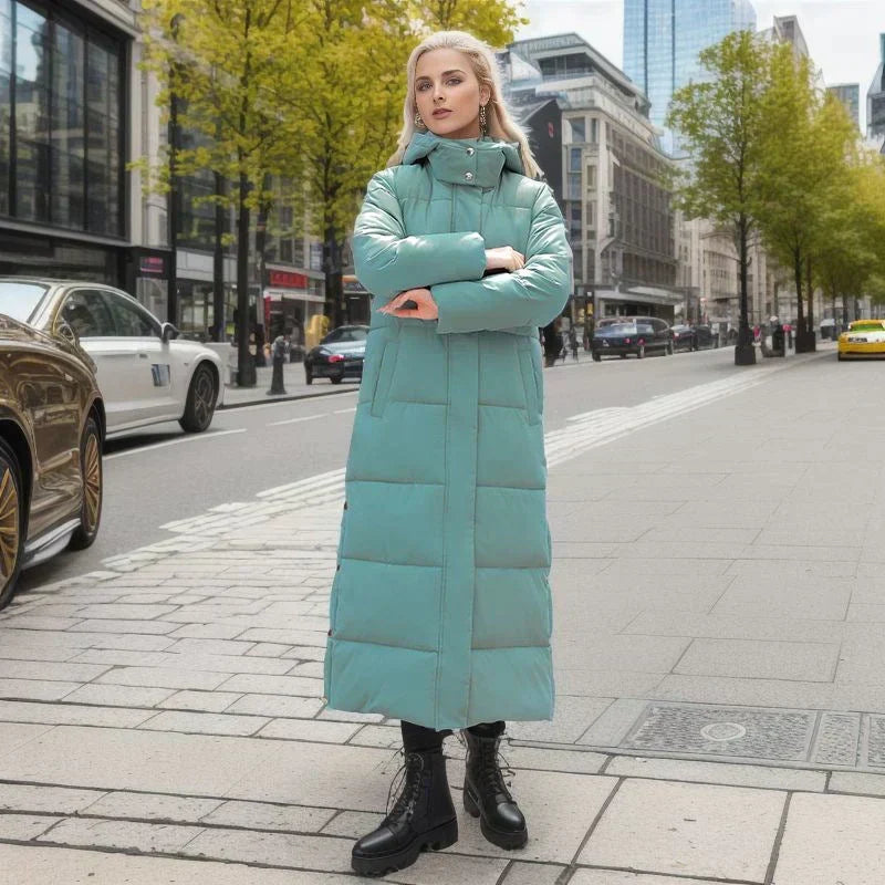Lange Steppjacke für Damen, modische Winterjacke, hält zuverlässig warm, für Frauen.