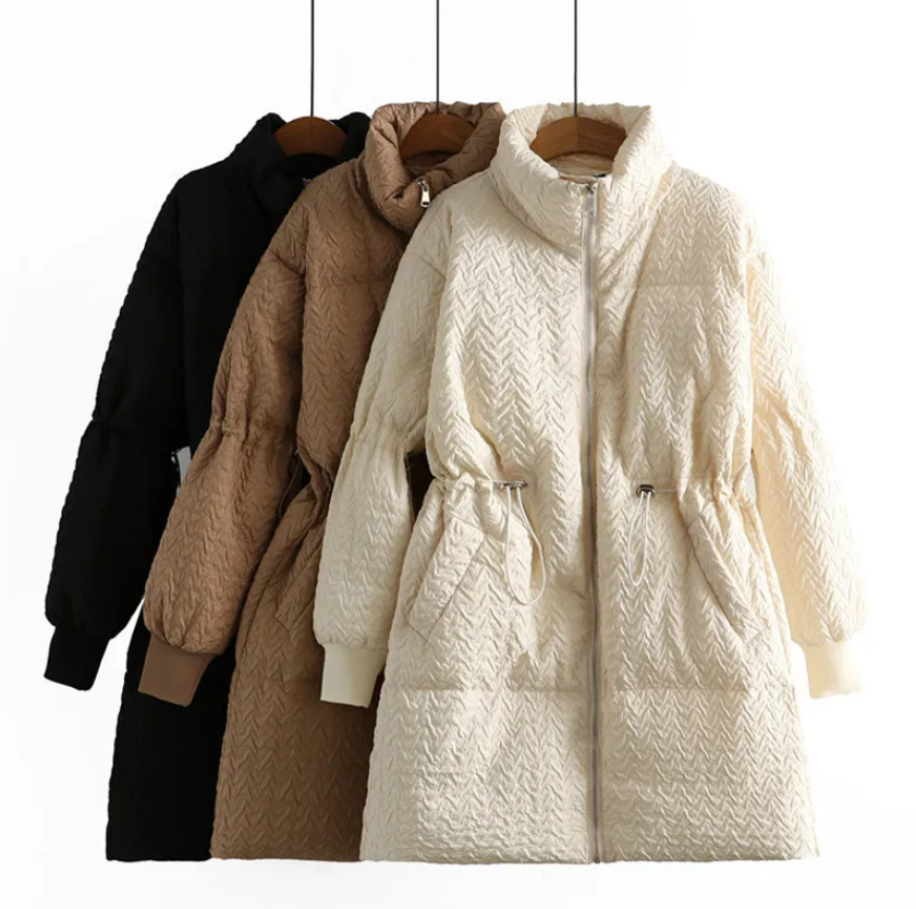 Kuscheliger Damen Winter Parka Elfenbein, Übergröße, warm & bequem.