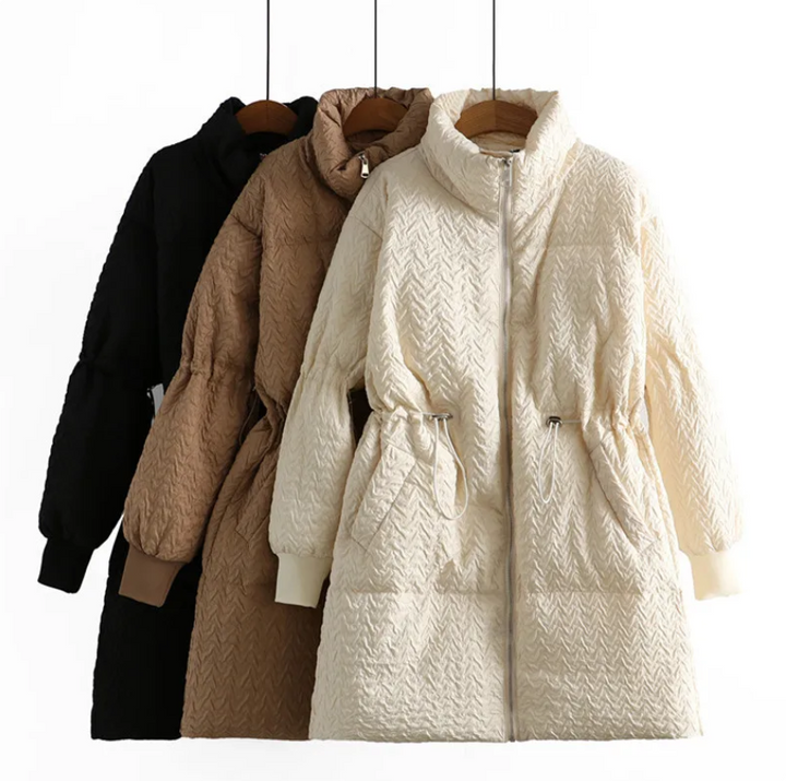 Kuscheliger Damen Winter Parka Elfenbein, Übergröße, warm & bequem.