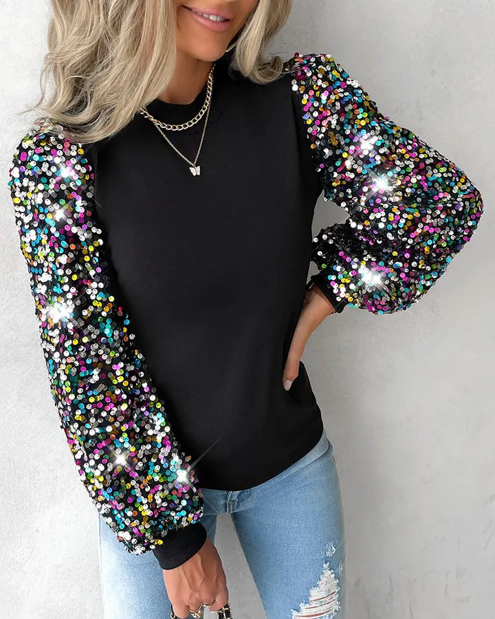 Stilvolle Sommerbluse Lorena. Bequemes Damen Oberteil mit farbigen Ballonärmeln für einen modischen Alltag.