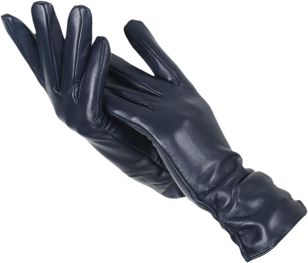 Elegante Damen Lederhandschuhe in Schwarz, perfekt für Wintermode und Kälteschutz.