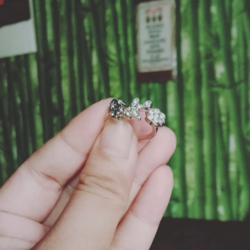 Eleganter Silberring für Damen, verziert mit filigranen Blumen und Blättern. Ein einzigartiger Blumenring.