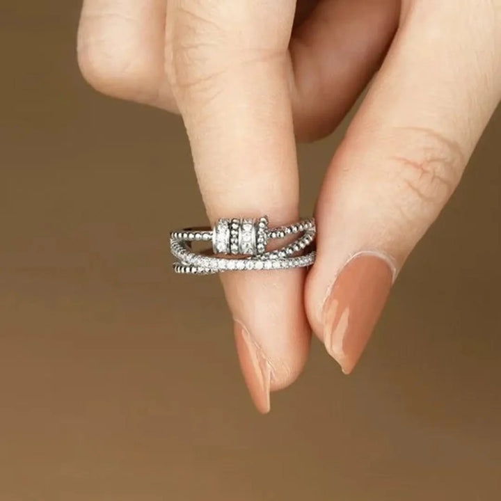 Zirkonium Zappelring für Achtsamkeit & Meditation. Stylischer Edelstahlring für Damen & Herren.