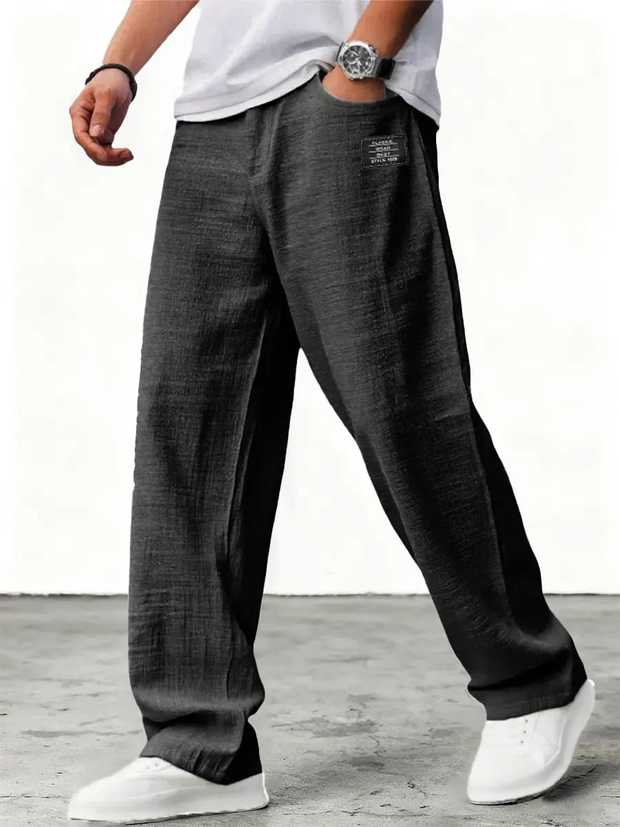 Komfortable Herrenhose mit weitem Bein. Freizeithose mit Kordelzug für Männer, atmungsaktiv & locker, ideal für Sommer.