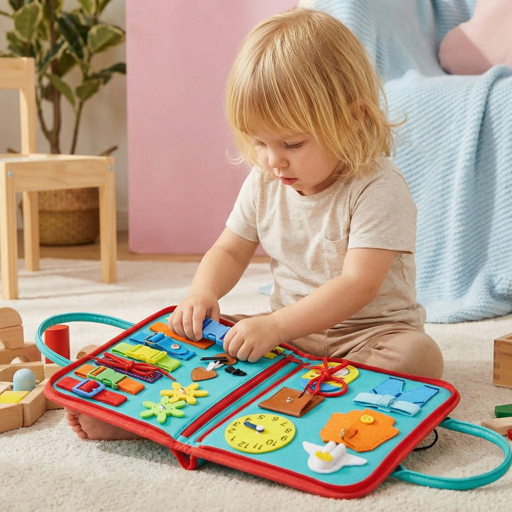 Montessori Lernbuch für Kinder zum spielerischen Entdecken und Fördern der Feinmotorik. Ideales pädagogisches Spielzeug.