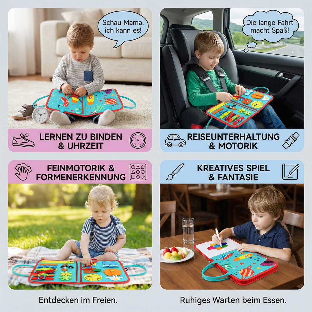 Montessori Lernspielzeug für die Vorschule. Dieses pädagogische Kinderbuch fördert spielerisch die Entwicklung.