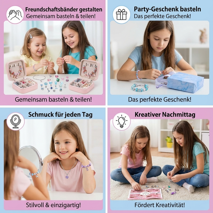Pädagogisches DIY Schmuckset für kreative Kinder ab 6 Jahren. Ideal zum Basteln & Spielen.