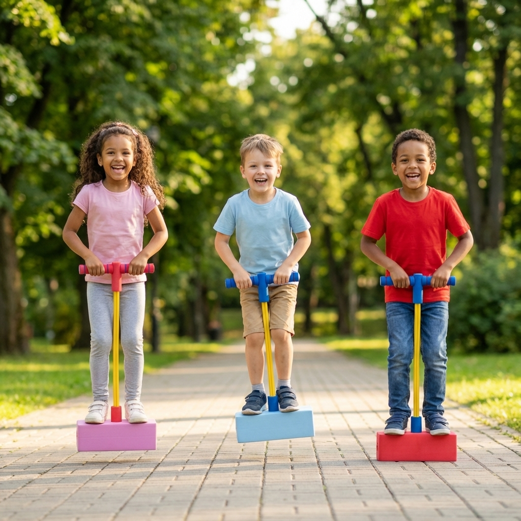 Kinder Pogo-Hüpfer aus Schaumstoff für sicheren Hüpfspaß, fördert Bewegung & Koordination.