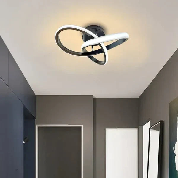 Moderne LED-Deckenleuchte mit stilvollem Doppelring für Wohnzimmer, Flur oder Büro.