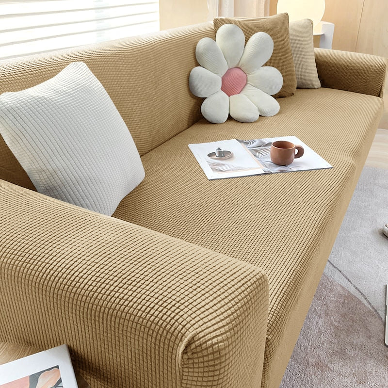 Robuster Couchschutz, dehnbare Sofahusse in Grün; tierfreundlich und pflegeleicht.