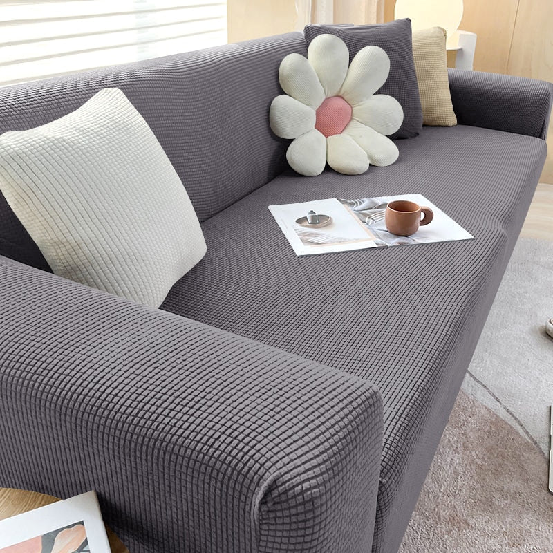 Modernes Sofabezug-Set, beige, stretch; pflegeleichter Möbelschutz für Couch und Heimtextilien.