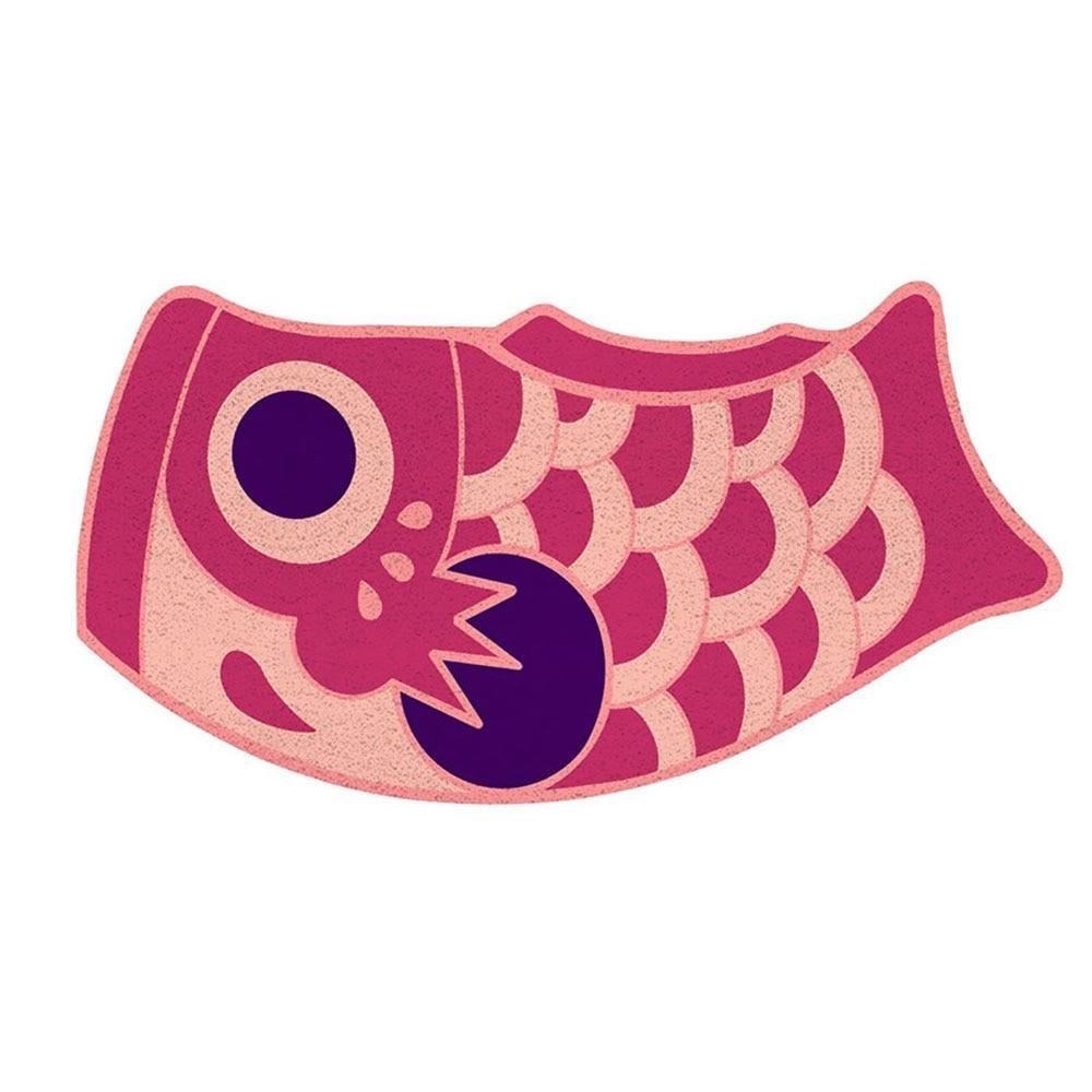 Moderne Koi Fußmatte, buntes Design für den Eingangsbereich, als Heimtextil und Dekoration.