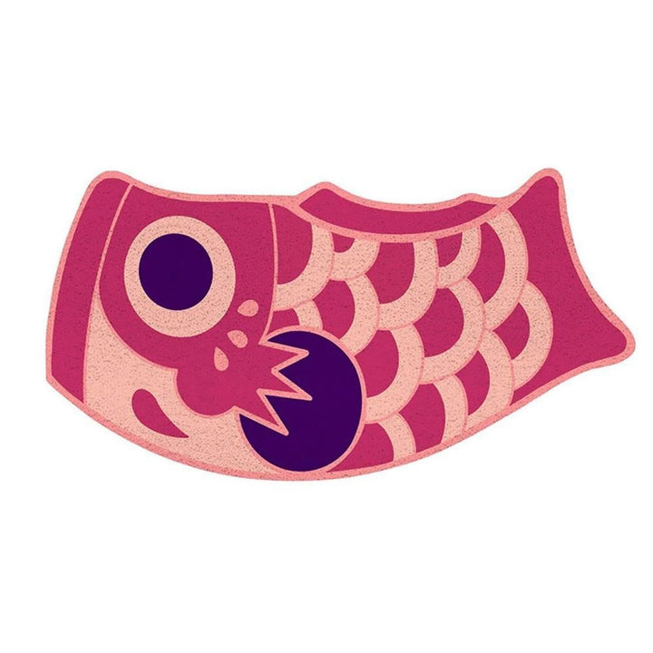 Moderne Koi Fußmatte, buntes Design für den Eingangsbereich, als Heimtextil und Dekoration.