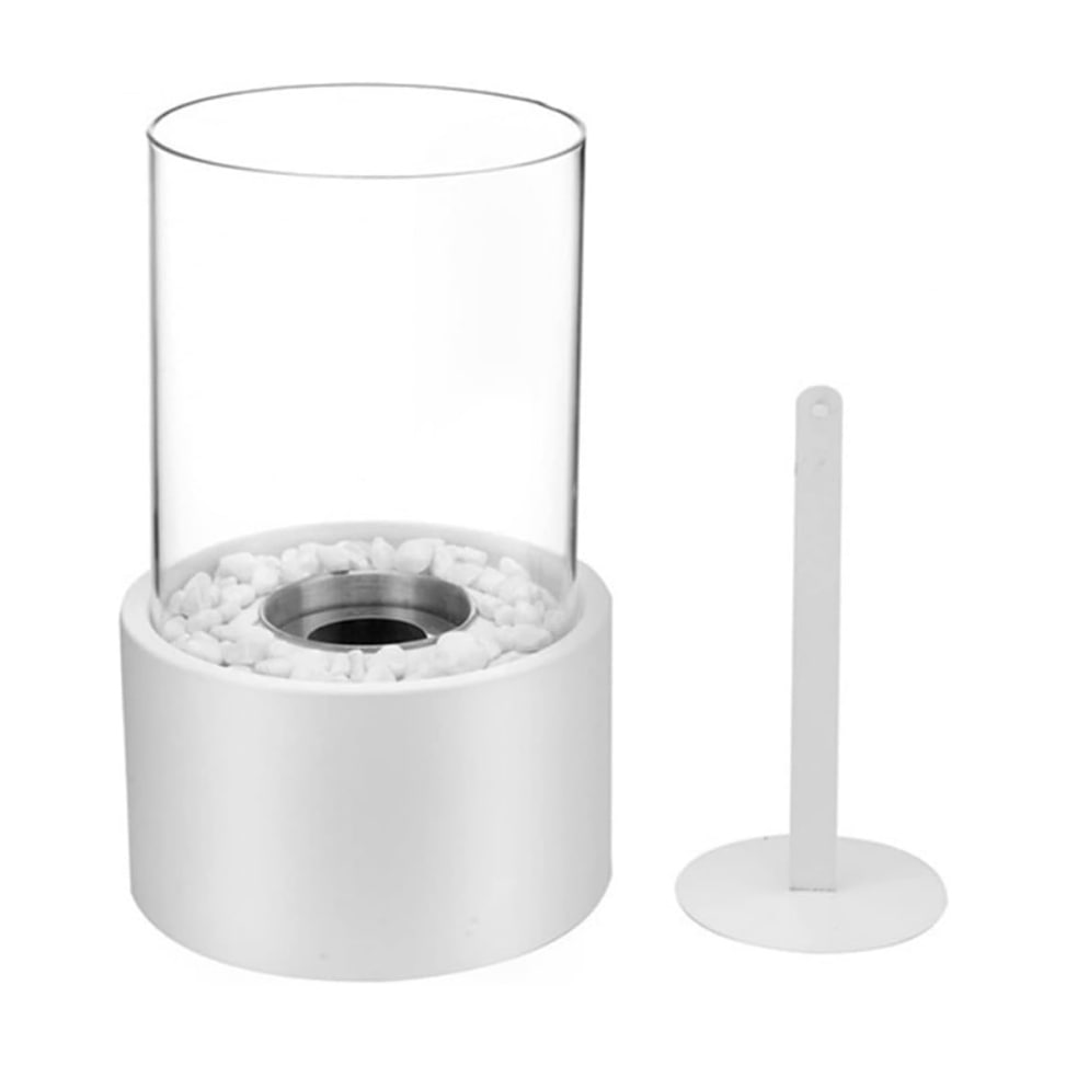 Flammenlicht-Dekolampe; Öllampe aus hochwertigem Metall & Glas für Wohnräume.