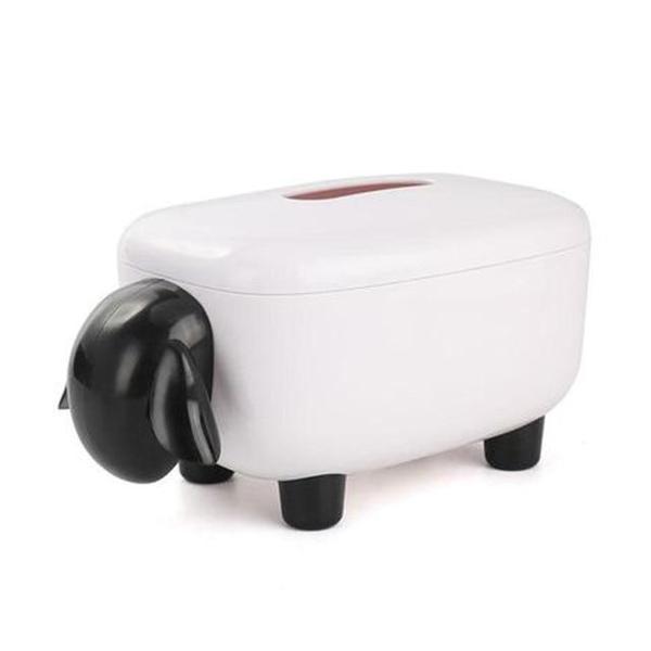 Dekorative Schaf Taschentuchbox, weiß/schwarz, ideal als Wohnaccessoire für Wohnzimmer oder Bad.