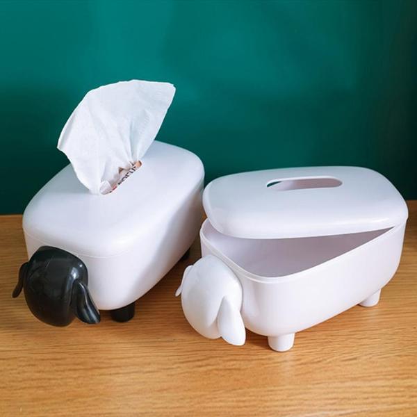 Hochwertige Schaf Taschentuchbox für Kosmetiktücher, charmantes Geschenk und Landhaus Deko.