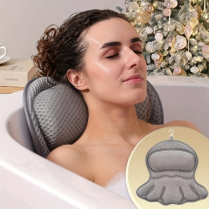 4D Luxe Badekissen für entspannenden Badkomfort, optimale Nacken- & Rückenstütze. Atmungsaktiv, schnelltrocknend.