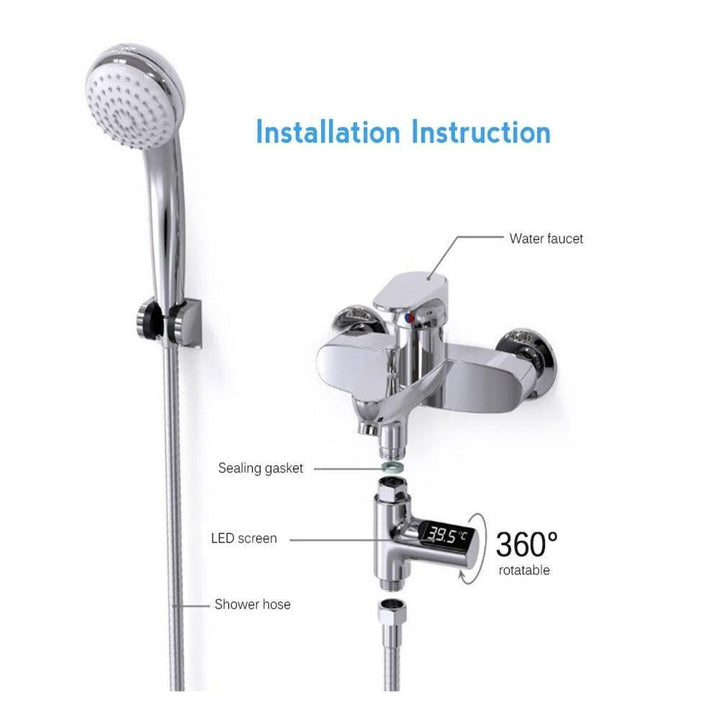 Einfach zu installierendes digitales Duschthermometer. Sofortige präzise Wassertemperaturanzeige für Komfort.