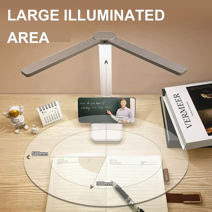 Augenfreundliche LED Leselampe, dimmbar, als modernes Arbeitslicht für Schreibtisch und Büro geeignet.