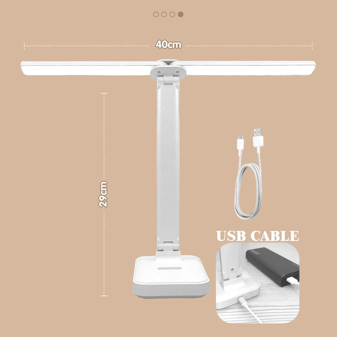 Dimmbare LED Schreibtischlampe für ermüdungsfreies Arbeiten und Lesen, modern und augenfreundlich.