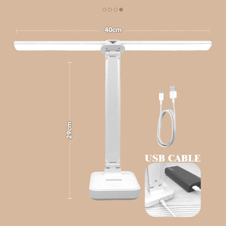 Dimmbare LED Schreibtischlampe für ermüdungsfreies Arbeiten und Lesen, modern und augenfreundlich.