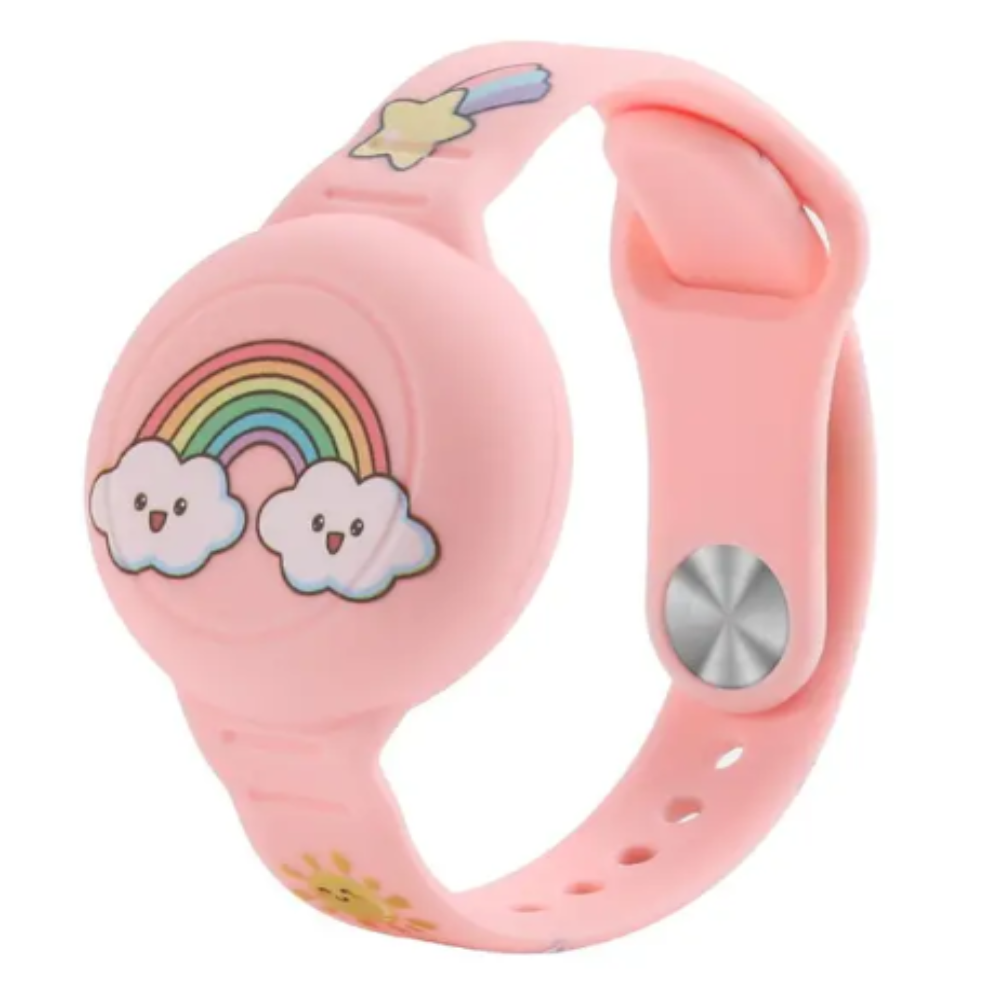 Robustes Silikon Dino Airtag-Armband für Kinder, wetterfest und ideal für aktive Spielzeit.